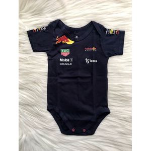 Red Bull Racing F1 Baby Romper Onesie met Grote Ruglogo | Navy | 100% katoen | Verstappen 1 | F1 Baby Fans | Ideaal F1 cadeau | Maat 62 | 0-3 MND
