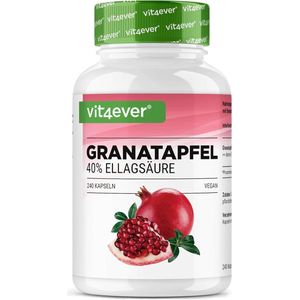 Granaatappelextract - 240 capsules - 1800 mg per dagdosering - Premium: 40% ellaginezuur - Hoog gedoseerd - Veganistisch - Vit4ever
