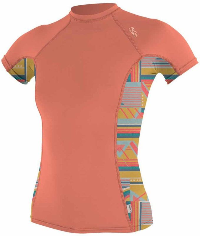 O´Neill - Wetsuits Side Print Rashguard - Oranje - Korte Mouwen - Dames