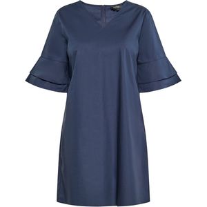 usha - BLACK LABEL - Jurk - Marine - Katoen - V-hals - Kort/mini
