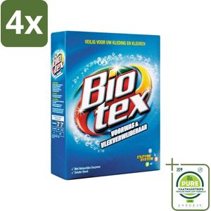 Biotex - Voorwas & Waskrachtversterker - Waspoeder - Witte en Gekleurde Was - 80 Wasbeurten - Voordeelverpakking - 4 stuks - Waspoeder - Wasversterker