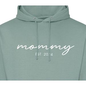 Hoodie dames met capuchon - Sweater dames capuchon - Cadeau mama - Cadeau mama kerst - Cadeau mama moederdag - Mommy est 2024 - Olijfgroen M