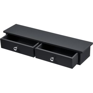Wandplank met 2 lades zwevend MDF 60x15x10 cm zwart