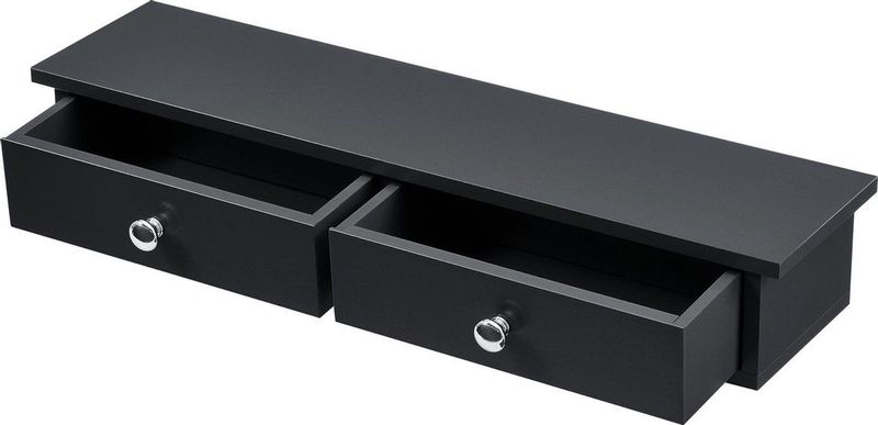 Wandplank met 2 lades zwevend MDF 60x15x10 cm zwart