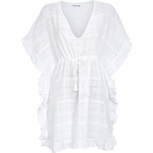 Wit doorschijnend strandjurkje ruches - Wit - Maat - S/M