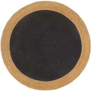 vidaXL-Vloerkleed-rond-gevlochten-180-cm-jute-en-katoen-zwart-naturel