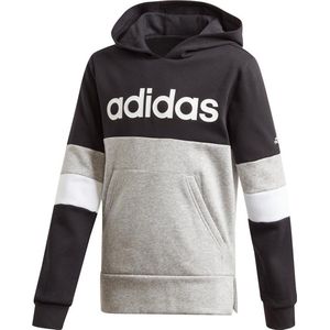 adidas - Young Boys Linear Colorblock Hooded Fleece Sweater - Kindertruien - 116 - Zwart