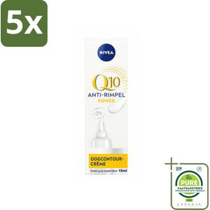 5 x NIVEA - Oogcrème - Q10 POWER - Tegen donkere kringen & rimpels - Voor alle huidtypen - Met Q10 & Creatine - 15 ml - Grootverpakking - NIVEA Oogcrème - Oogcontourcrème - Donkere Kringen - Wallen - Rimpels