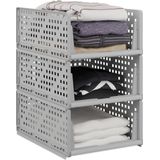 Relaxdays kast organizer - set van 3 - stapelbaar - uittrekbaar - 18 x 33,5 x 43,5 cm - grijs
