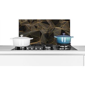 Spatscherm keuken 70x30 cm - Kookplaat achterwand Abstract - Goud - 3D - Luxe - Kunst - Muurbeschermer - Spatwand fornuis - Hoogwaardig aluminium