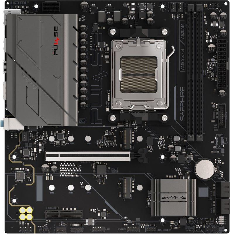 Sapphire PULSE A620AM - Moederbord - Micro-ATX - AMD A620A - AMD AM5 socket - DDR5 RAM