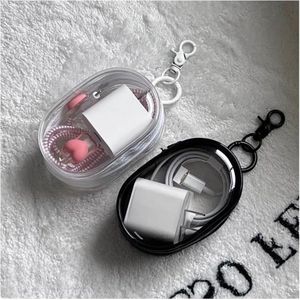Transparante draagbare hoofdtelefoon opbergdoos hoes - Datakabel oplader oplaadbox 2 PC .