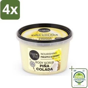 Organic Shop - Body Scrub Pineapple & Coconut - Verfrissend en Voedend - 250 ml - Voordeelverpakking - 4 stuks - Ananas scrub - Kokos scrub