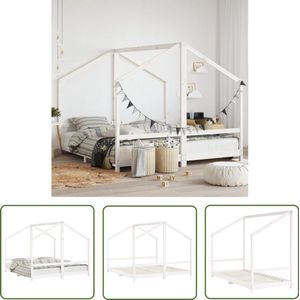 vidaXL Kinderbedframe Wit - Grenenhout - 90x190 cm Kinderbed - Houten Bed - Kidsbed - Tweepersoonsbed - Juniorbed
