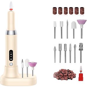 Daity 1 Set - Nagelvijl electrisch， nagelgereedschapset, 3 Standen, Inclusief Accessoires (Khaki)