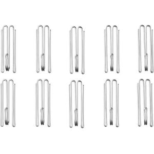 Gordijnhaken - Plooihaken - Enkele plooi - Metaal - 2 poot - 5,5 cm lang - 20 stuks