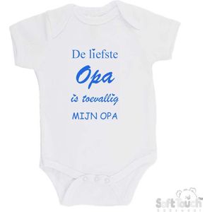 100% katoenen Romper ""De liefste opa is toevallig mijn opa"" Jongens Katoen Wit/blauw Maat 68/74