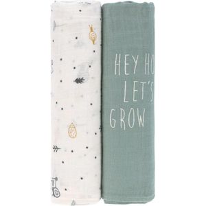 Lässig Hydrofiele luier swaddle doek 120x120cm XL Garden Explorer boys 2 stuks