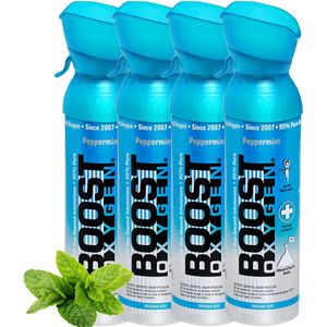Boost Oxygen 5L - Peppermint - 95% Pure Zuurstof - Tot wel 400 inhalaties - Ademhalingsondersteuning voor aerobisch herstel, hoogte, prestaties en gezondheid - 4x 5L (4 pak, 20L totaal)