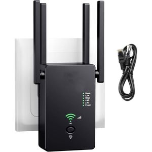 Wifi versterker-1200 Mbps-WiFi Repeater-wifi versterker stopcontact-Internet Versneller-Draadloze signaalversterker voor thuis-zwart