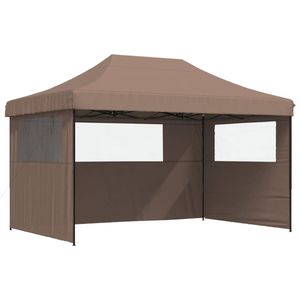 vidaXL Partytent - Partytenten - Partytent - Partytenten - Partytent inklapbaar pop-up met 3 zijwanden bruin