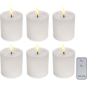 Comforder 6 LED Kaaren met Afstandsbediening - Elektrische Stomp Kaarsen op Batterijen met Flikkerende Vlam - Ø7 cm Wit