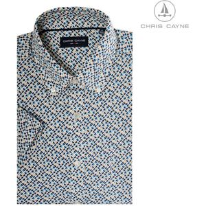 Chris Cayne heren overhemd - blouse heren - 1189 - print - groen/zand/donkerblauw - korte mouwen - maat 3XL - grote maten
