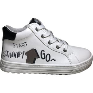 Naturino Mt 40 veter/rits hoge lederen sneakers Kelp High Wit zwart