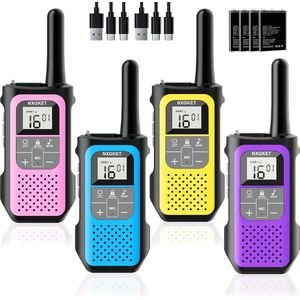 Walkie-Talkies voor Volwassenen en Kinderen met Groot Bereik - Oplaadbare Portofoons met 16 Kanalen en 1200 mAh Batterij