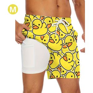 Livano Zwembroek Heren - Zwem Broek Mannen - Badkleding - Zwemmen - Lichtgewicht Swim Shorts - Zomerbroek - Met Zakken - Geel - Maat M