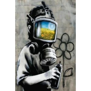 BANKSY Gas Mask Boy Canvas Print