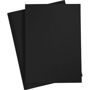 Gekleurd Karton, A4, 210x297 mm, 180 gr, zwart, 20 vel/ 1 doos | Knutselpapier | Knutselkarton