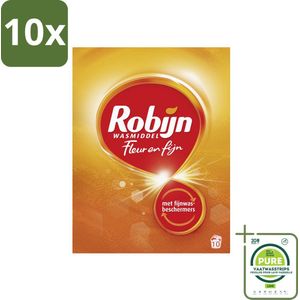 10 x Robijn – Waspoeder – Fleur & Fijn – 550 g - Grootverpakking - Waspoeder - Wasbeschermers - Kleurbehoud - Fijne Stoffen - Wol