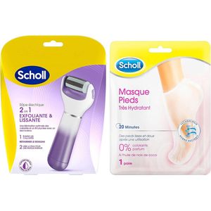 Scholl Velvet Soft Elektronische Voetvijl  + 2 Stuks Scholl Voedend Voet Pedimask - Voetvijl- Scholl-eelt verwijderaar-Eeltvijl-Voetverzorging-eelt Sokken-Huidverzorging-Eeltsokken- Dermatologisch getest op veiligheid en allergieën.
