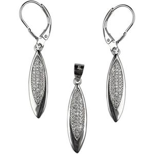Zilver Zirkonia Gala Set - Zilver Oorbellen met Hanger - Oorbellen met Hanger - Zilver 925 - Amona Jewelry