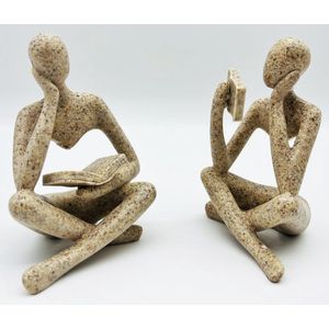 Inovra ® Moderne Abstracte Sculptuur Set van Twee Stijlvolle Denker Beelden voor Thuis en Kantoor Decoratie