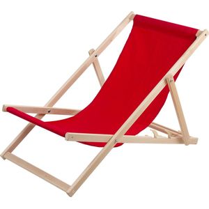 Beukenhouten ligstoel - strandstoel - ideaal voor strand, balkon, terras - Rood