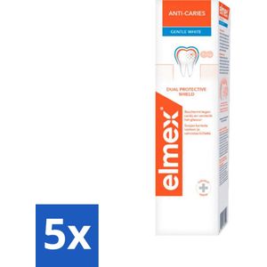 5 x Elmex Tandpasta Anti-Cariës Gentle White 75 ml - Tandglazuur - Tanden Bleken - Mondhygiëne - Vegan - Duurzaam