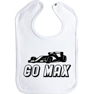 Slabbetjes - slabber - slab - baby - Go Max - formule 1 - max verstappen - red bull racing - drukknoop - stuks 1 - wit