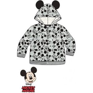Disney Mickey Mouse Baby Vest - Grijs - Gevoerde Capuchon - Maat 92/98