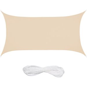 Relaxdays schaduwdoek - rechthoekig - zonnedoek - polyester - schaduwzeil - concaaf - beige, 2 x 4 m