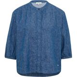 Blouse - Gevoerde Zoom - Linnen - Mélange - Losse Pasvorm - Driekwart Mouw