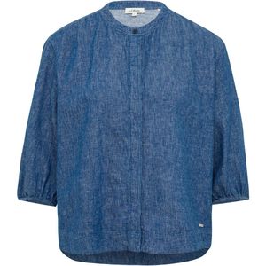 Blouse - Gevoerde Zoom - Linnen - Mélange - Losse Pasvorm - Driekwart Mouw