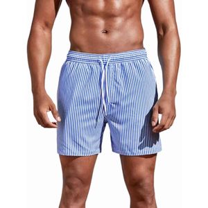 Aansluitende Casual Zwembroek - Gestreept - Blauw - Wit - Korte Broek - Heren