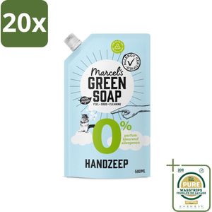 20 x Marcel's Green Soap - Handzeep 0% - Navulling - Plantaardig & duurzaam - 500 ml - Grootverpakking - Handzeep 0% Navulling - Plantaardige Zeep - Milieuvriendelijke Zeep - Gevoelige Huid - Allergie Veilig