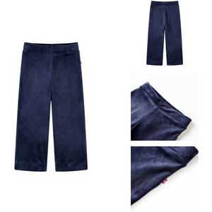 vidaXL Kinderbroek - Kinderbroeken - Broek - Ribfluwelen Broek Met Wijde Pijpen - Kinderbroek fluweel 104 donkerblauw
