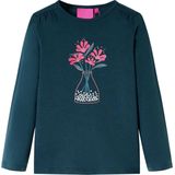 vidaXL - Kindershirt - met - lange - mouwen - 116 - donkergroen