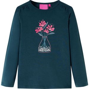 vidaXL - Kindershirt - met - lange - mouwen - 116 - donkergroen