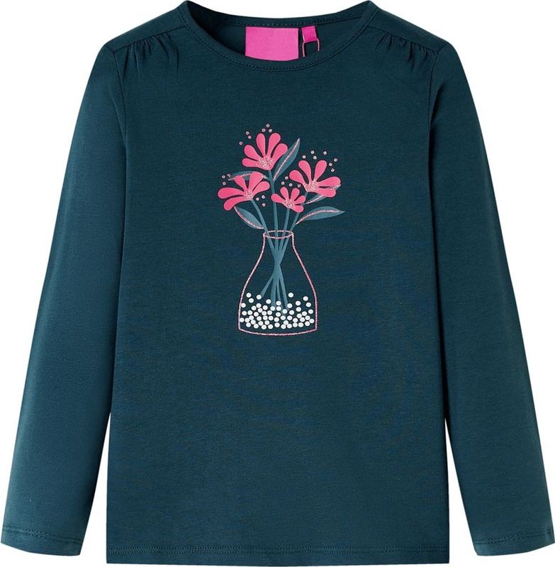 vidaXL - Kindershirt - met - lange - mouwen - 116 - donkergroen