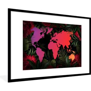 Fotolijst incl. Poster - Wereldkaart - Kleuren - Jungle - 120x80 cm - Posterlijst